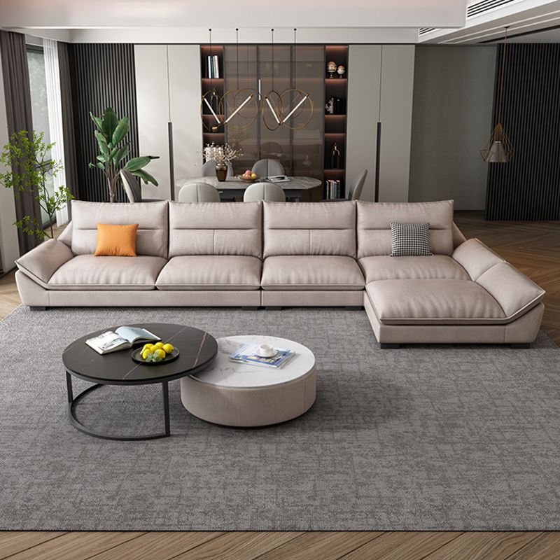 Modern Cream Cushion Back Sofa Faux Leather Living Room Sectional with Storage Clearhalo 'furn' 'furn_sectionals' 'Furniture' 'furniture_sectionals' 'kitchen' 'kitchen_sectionals' 'Living Room Furniture' 'Sectionals' 1200x1200_a20bede3-fa57-49ac-81b8-be8dbb68385e