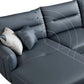 34.64 "H Blue Faux Leather Square Arm Sofa & Chaise for Living Room