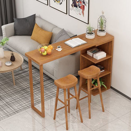 Brown Bar Stool and Table Set 1/3 Pieces Solid Wood Pub Dining Set