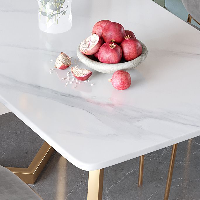 Stone Top Double Pedestal Table Traditional Luxury Rectangle White Dining Table Clearhalo 'Dining Tables & Seating' 'Dining Tables' 'dining_table' 'furn' 'furn_dining_table' 'Furniture' 'furniture_dining_table' 'Kitchen & Dining Furniture' 1200x1200_a21280b7-9da4-487d-bb7f-a1e37136a244