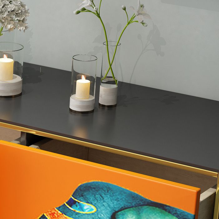 2-Drawer Engineered Wood Sideboard Glam 47.2"L Stone Countertop Credenza for Living Room Clearhalo 'buffet_sideboard' 'Buffets & Sideboards' 'furn' 'furn_buffet_sideboard' 'Furniture' 'furniture_buffet_sideboard' 'Kitchen & Dining Furniture' 1200x1200_a212f46a-2c42-4910-9905-f9511f5c5912