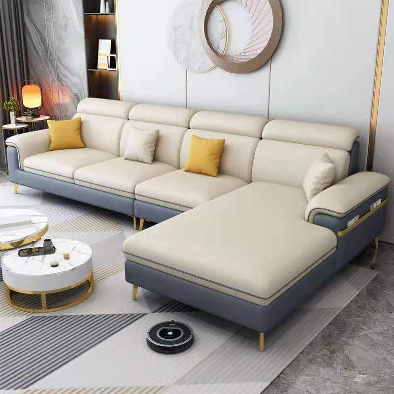 Latex Upholstery Sectional Filled Built-in Armrest with Pillow Back Sofa Clearhalo 'furn' 'furn_sectionals' 'Furniture' 'Living Room Furniture' 'Sectionals' 1200x1200_a2132474-4c8e-4bb9-a70e-56826df86c61
