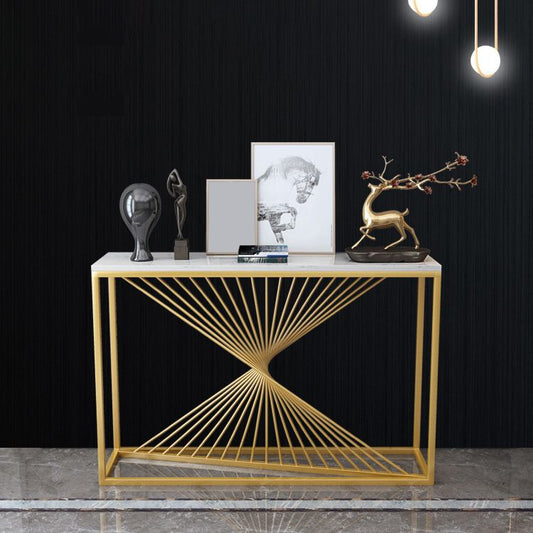 Marble Rectangle Console Table 1-shelf 31.5" Tall Accent Table