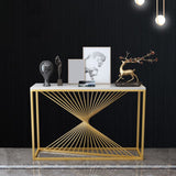 Marble Rectangle Console Table 1-shelf 31.5" Tall Accent Table