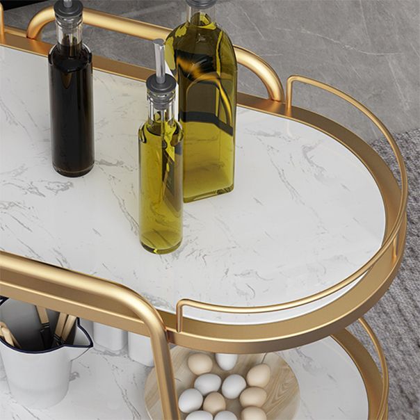 Tavolo da preparazione in metallo ovale contemporaneo 32.28 "H tavolo da preparazione a rotolamento per sala da pranzo