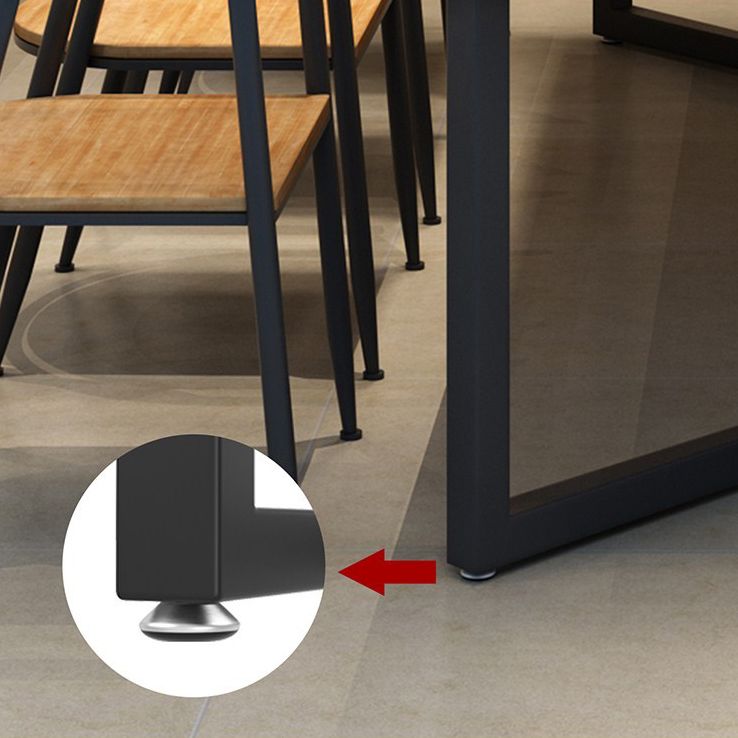 Table à manger rectangulaire avec base en fer industrielle et cadre noir