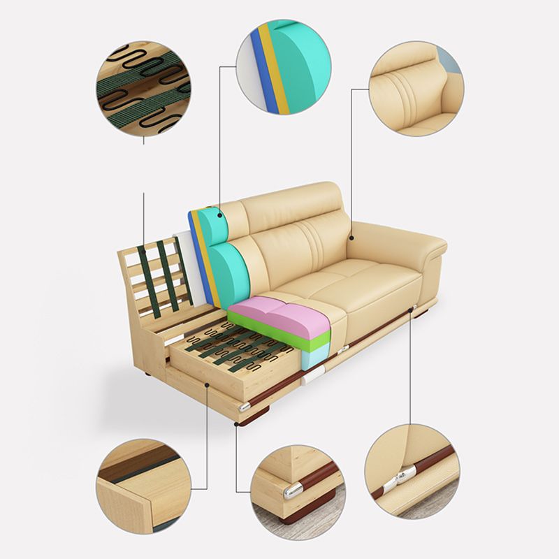 Divano sezionale in pelle autentica beige cuscino.