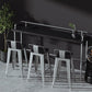 Industrial Wood Pub Table with Rectangle Table Top Silver Trestle Table - 42" H Clearhalo 'Bar Furniture' 'Bar Tables' 'bar_tables' 'furn' 'furn_bar_tables' 'Furniture' 'furniture_bar_tables' 'Kitchen & Dining Furniture' 1200x1200_a2193e7e-b6b6-41a6-9963-147aeb8a2ed9