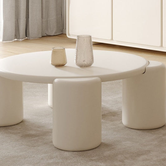 Tavolino in legno ingegnerizzato da cocktail round 4 gambe in bianco