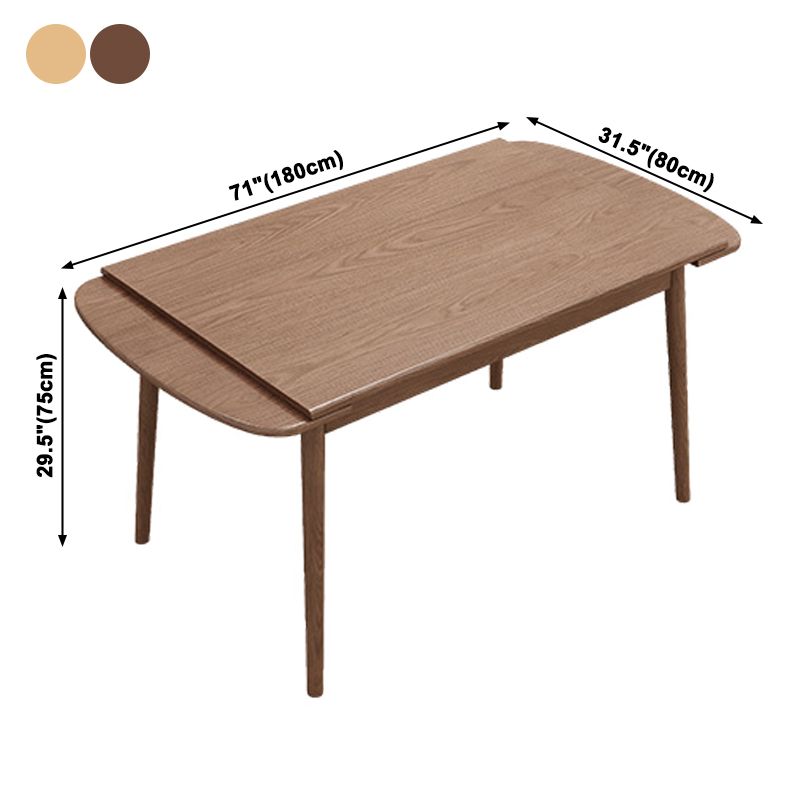 Extendable Rubber Wood Table in Nature/walnut Modern Rectangle Table with 4 Legs Clearhalo ' dining_table' 'Dining Tables & Seating' 'Dining Tables' 'Furniture' 'furniture_dining_table' 'Kitchen & Dining Furniture' 'kitchen&dining_furn' 'kitchen' 'kitchen_dining_table' 1200x1200_a21bc990-1087-43e2-8b2d-a1c6b8870643