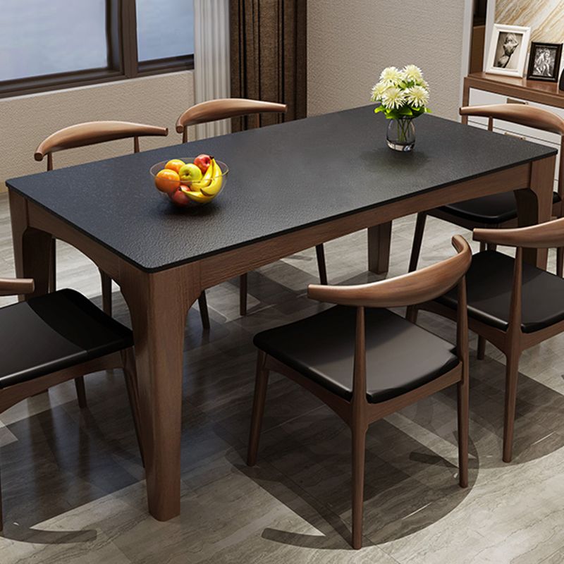 Rectangle Sintered Stone Dining Table Solid Wood Frame Dining Table Clearhalo 'Dining Tables & Seating' 'Dining Tables' 'dining_table' 'furn' 'furn_dining_table' 'Furniture' 'Kitchen & Dining Furniture' 1200x1200_a21f3a95-4993-4b22-9f6e-bda331b2ff97
