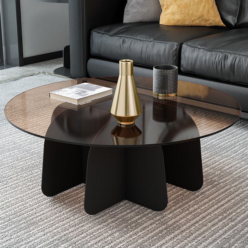 13.7"H Modern Metal Abstract Glass/slate Round Top Coffee Table Clearhalo 'Coffee & Accent Tables' 'Coffee Tables' 'coffee_tables' 'furn' 'furn_coffee_tables' 'Furniture' 'furniture_coffee_tables' 'Living Room Furniture' 1200x1200_a220e61b-13cf-4f11-a7b9-d9ae1549a75c