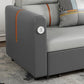 Divano convertibile di divano in pelle finta con braccio quadrato in grigio