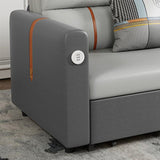 Kunstledersofa Cabrio -Sofa mit quadratischem Arm in Grau