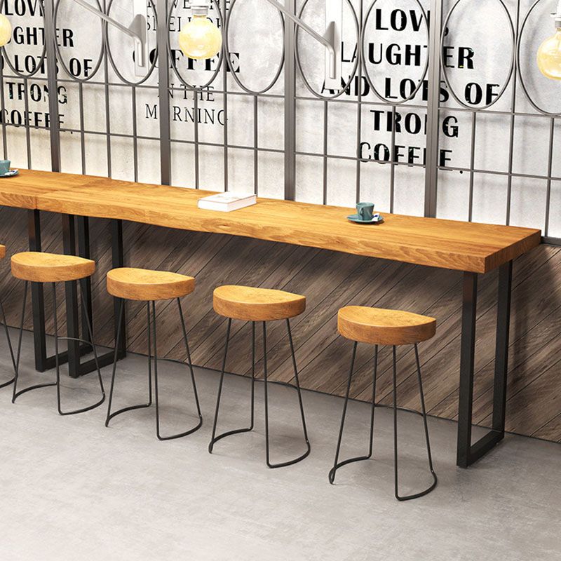 Tavolo da pub rettangolare top in legno pino tavolo da bar moderno con doppio piedistallo in nero