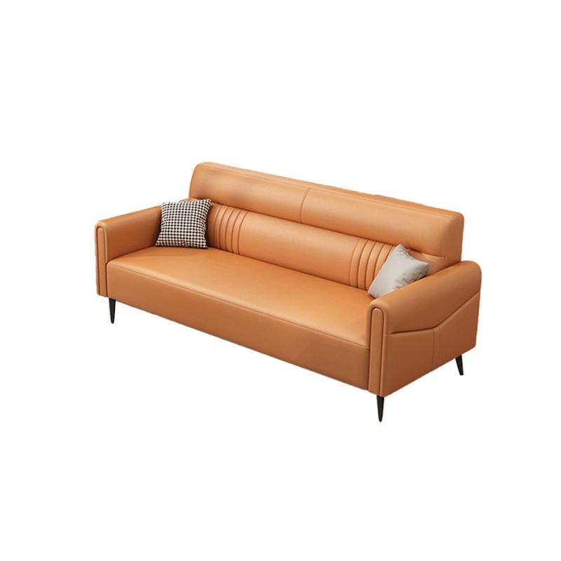 Modern Faux Leather Square Arm Standard Sofa with Storage Bag for Living Room Clearhalo 'furn' 'furn_sofas' 'Furniture' 'furniture_sofas' 'kitchen' 'kitchen_sofas' 'Living Room Furniture' 'Sofa' 'sofas' 1200x1200_a22258a4-2119-4801-afd8-c8b182e1a470