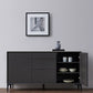 Black Buffet Sideboard Sintered Stone Top Server with Door and Drawer Clearhalo 'buffet_sideboard' 'Buffets & Sideboards' 'furn' 'furn_buffet_sideboard' 'Furniture' 'Kitchen & Dining Furniture' 1200x1200_a22399b9-2c33-4d6c-84cb-09b283e1e289
