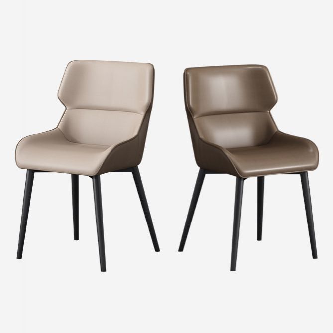 Modern Dining Arm Chairs Matte Finish Leather Curved Parsons Chair Clearhalo ' kitchen&dining_furn' 'Dining Chairs' 'Dining Tables & Seating' 'dining_chair' 'furn' 'furn_dining_chair' 'Furniture' 'furniture_dining_chair' 'Kitchen & Dining Furniture' 'kitchen' 1200x1200_a223f521-c24a-4b64-ba0c-156a85abd811