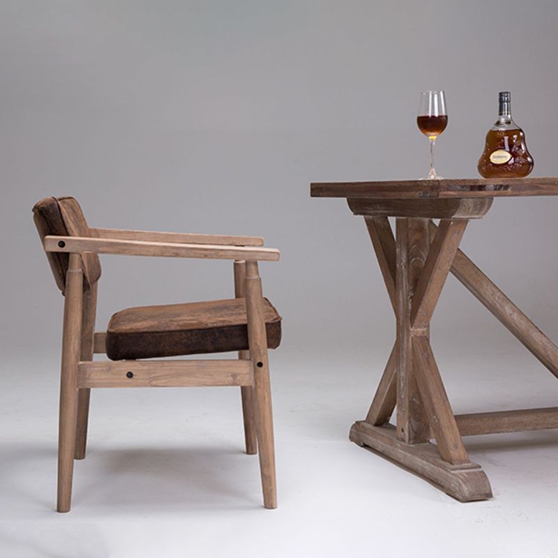 Country Style Home Arm Chair Open Back Wood Upholstered Single Dining Room Chair Clearhalo ' kitchen&dining_furn' 'Dining Chairs' 'Dining Tables & Seating' 'dining_chair' 'furn' 'furn_dining_chair' 'Furniture' 'furniture_dining_chair' 'Kitchen & Dining Furniture' 'kitchen' 1200x1200_a2240777-d589-45da-b1c3-8659185f3479