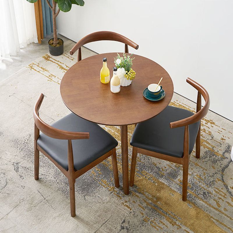 Table à manger ronde en bois massif d'hévéa, pour salle à manger