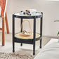 Tropical Round Cocktail Table Glass Top Coffee Cocktail Table with Storage