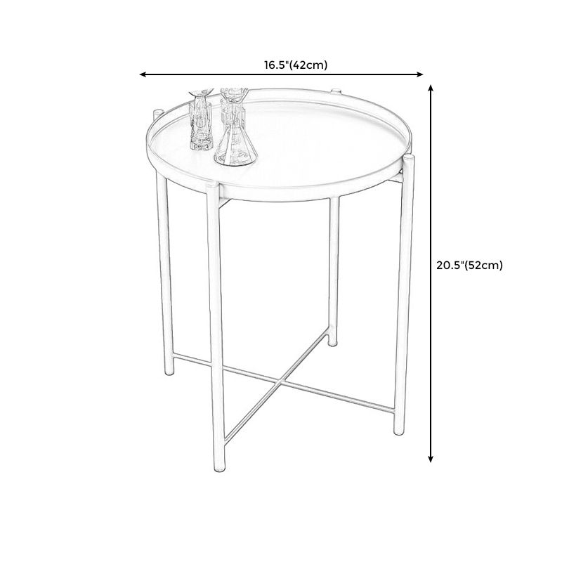 20,4 "4 gambe alte 4 gambe/gambe trasversali tavolino in metallo tavolo laterale superiore del vassoio tondo