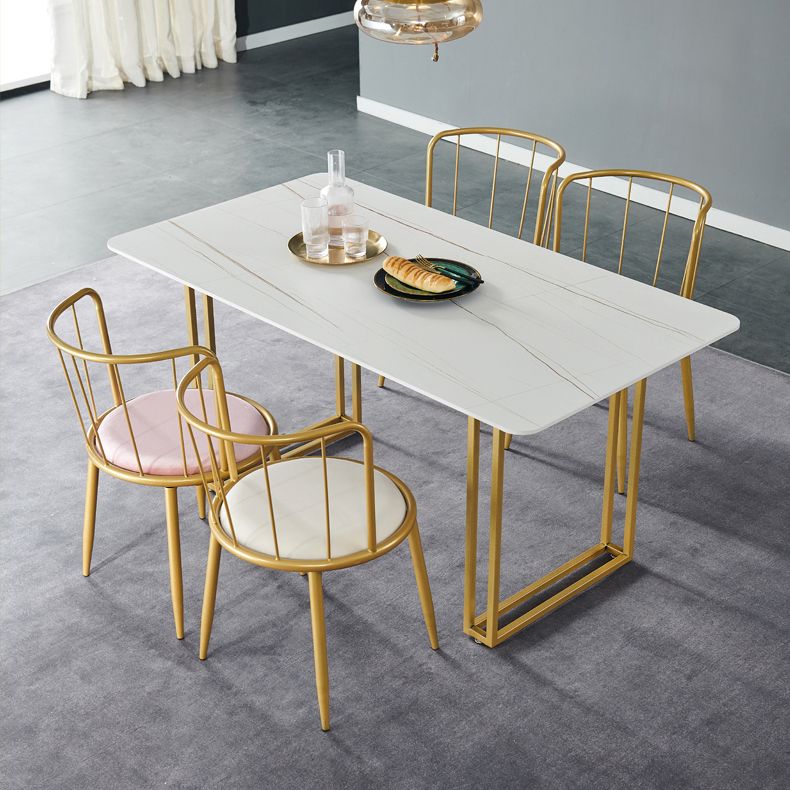 Glam Style Sintered Stone White Dining Room Set with Rectangle Table Formal Dining Table Furniture Clearhalo 'Dining Room Sets' 'Dining Tables & Seating' 'dining_room_set' 'furn' 'furn_dining_room_set' 'Furniture' 'furniture_dining_room_set' 'Kitchen & Dining Furniture' 'kitchen&dining_furn' 'kitchen' 1200x1200_a22716d8-d853-4626-b4c9-ceb7a168bc60