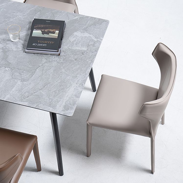 Moderne lederen armloze eetkamerstoel Wingback Side Chair voor restaurantgebruik