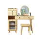 Set di vanità in legno con sgabelli e specchio 4 cassetti comò moderno stile