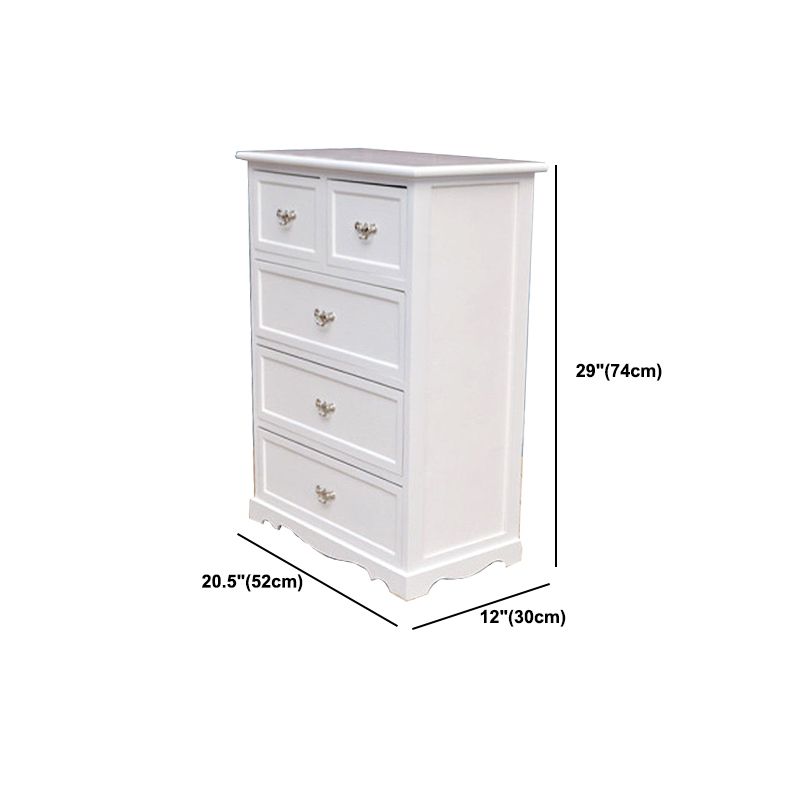 Modern Style White Storage Chest Rustic Solid Wood Chest with Multi Drawers