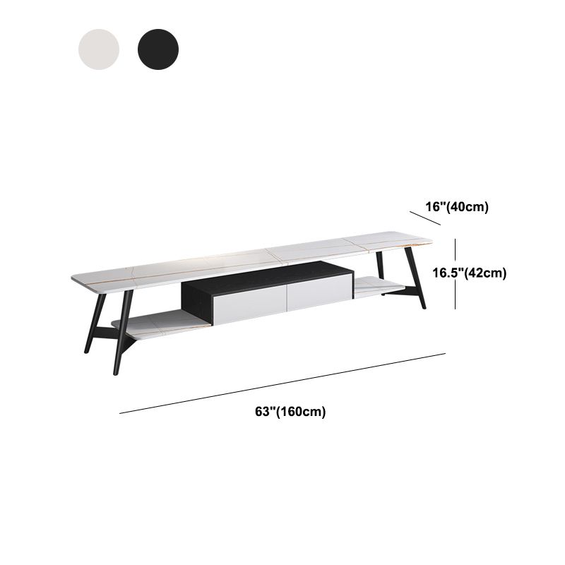 Moderno Marble TV Media Media Stand de estantería abierta de madera con piernas extraviadas