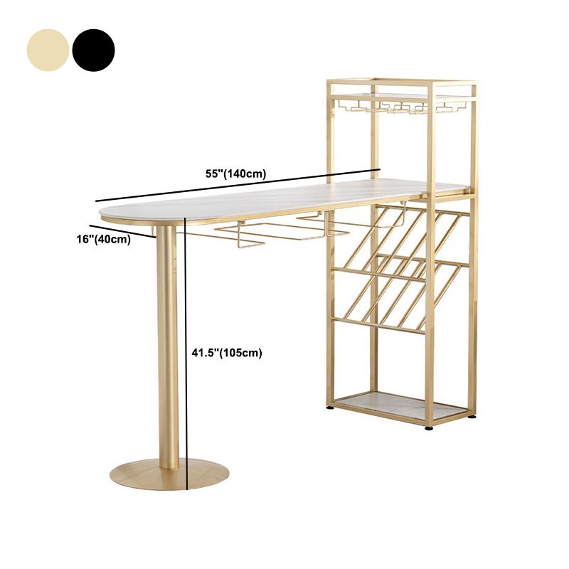 42-inch Height Bar Table Stone Glam Style Bistro Table with Storage Shelf Clearhalo 'Bar Furniture' 'Bar Tables' 'bar_tables' 'furn' 'furn_bar_tables' 'Furniture' 'Kitchen & Dining Furniture' 1200x1200_a22d3728-fe96-42e4-af7d-c3311a497974