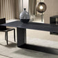 Mesa de comedor rectangular de piedra sinterizada, muebles modernos con base de acero para el hogar