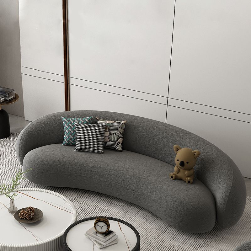 Moderne witte/grijze wol gebogen bank strakke achterkant -stationaire sectionele sectionele