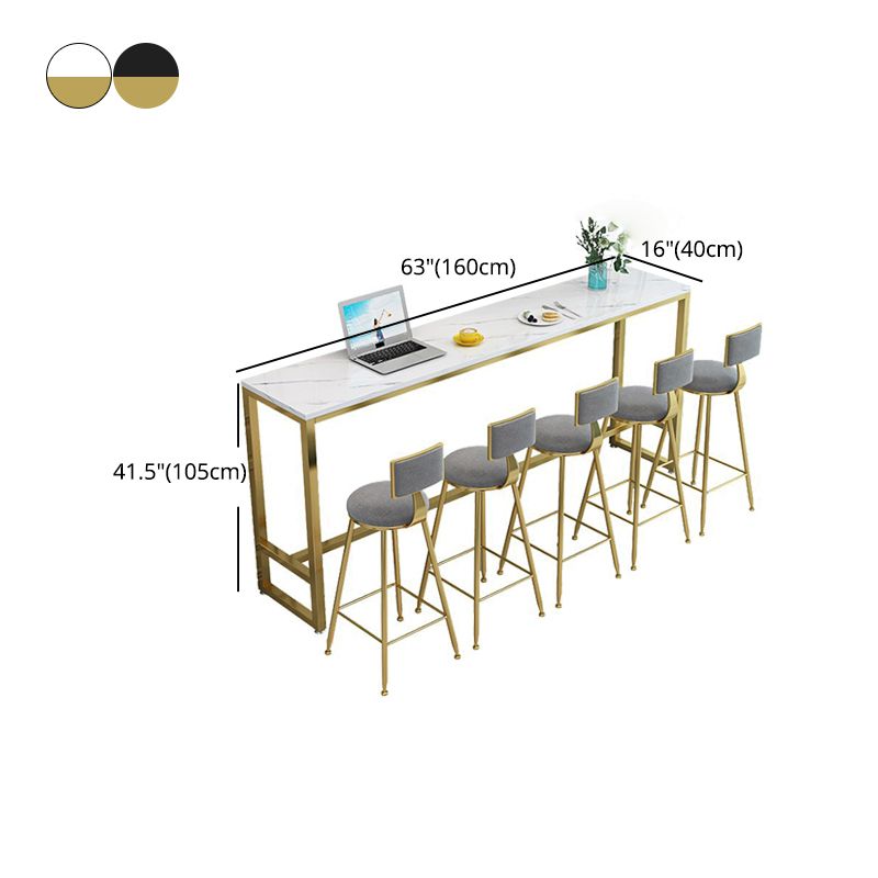 Stone Bar Table Traditional Luxury Rectangle Bar Table with Trestle Base in Gold Clearhalo 'Bar Furniture' 'Bar Tables' 'bar_tables' 'furn' 'furn_bar_tables' 'Furniture' 'furniture_bar_tables' 'Kitchen & Dining Furniture' 1200x1200_a22de9df-7a2b-4e18-b0b4-8d5b76176695