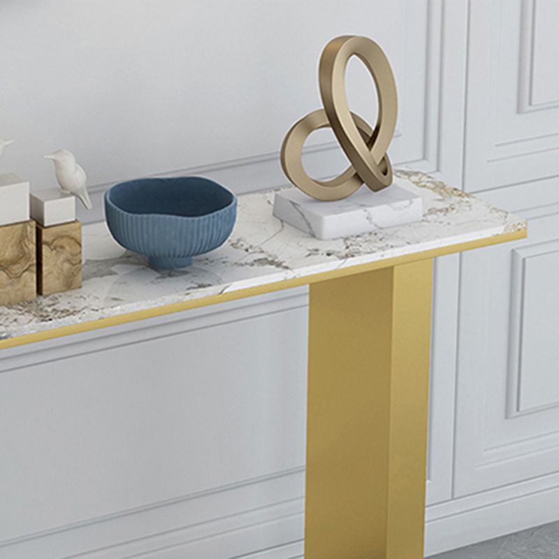 Glam Half Moon Console Table Marble Stain Resistant Scratch Resistant Console Clearhalo 'Console Tables' 'console_tables' 'Entry & Mudroom Furniture' 'furn' 'furn_console_tables' 'Furniture' 1200x1200_a22e8997-76b8-4e85-8af8-6f13fd958952
