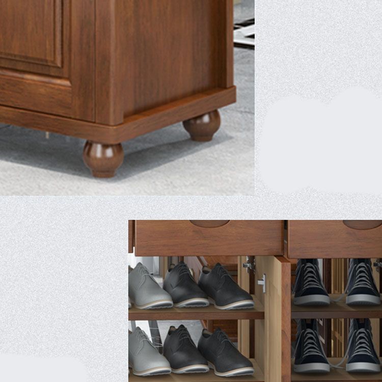 Rectangle en bois massif 76,77 "armoire d'accent de haut avec tiroirs et portes