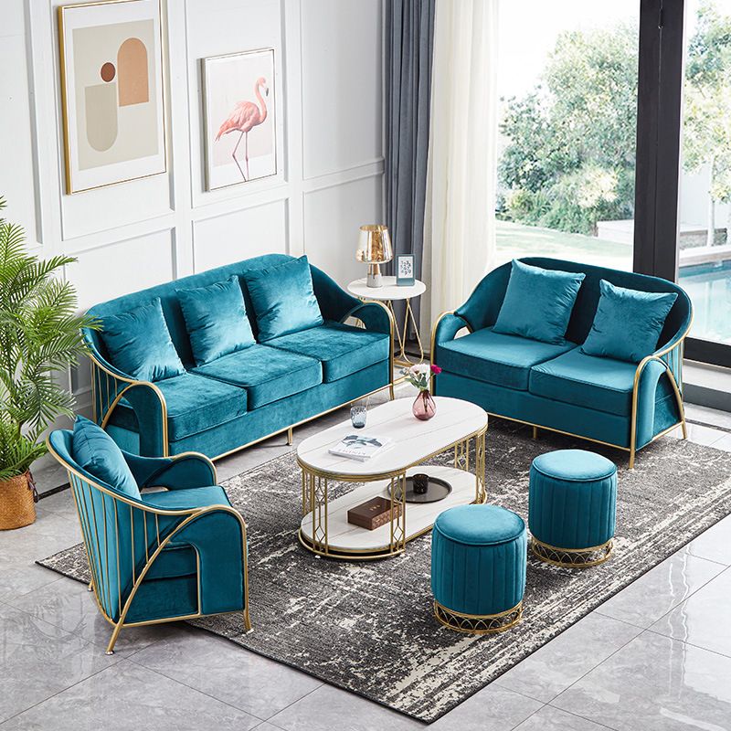 Canapé à bras en pente en velours avec dos serré pour le salon 34,65 "h