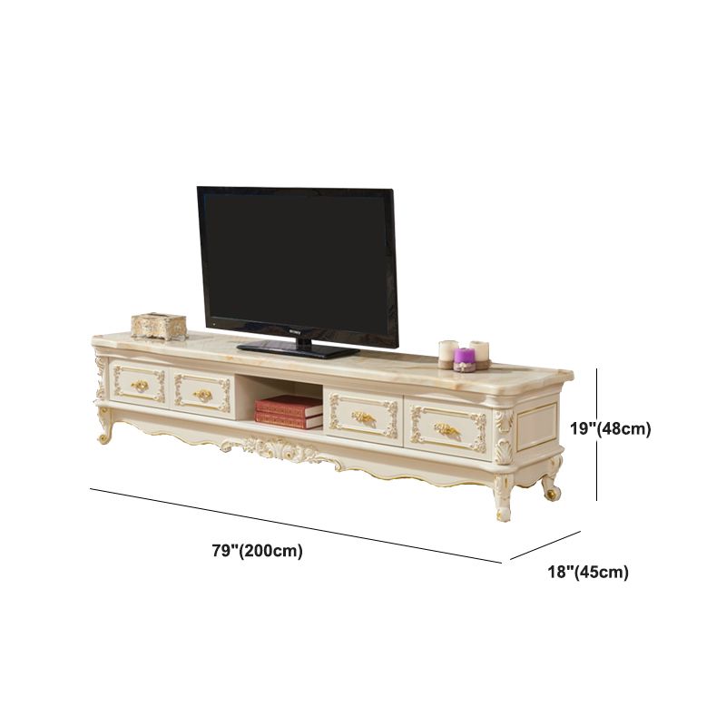 Glamber Marble TV Stand White Open Stalling TV Console con cajones