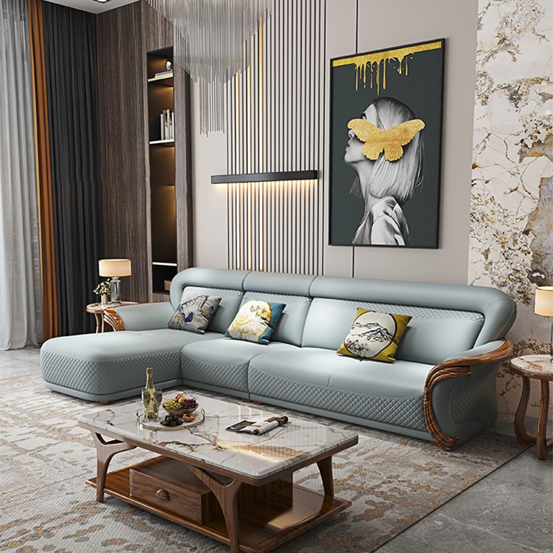 Solid Wood Contemporary Genuine Leather Flared Arm Sofa with Pillows Clearhalo 'furn' 'furn_sofas' 'Furniture' 'Living Room Furniture' 'Sofa' 'sofas' 1200x1200_a2342566-32cc-415b-bd22-b3b519779ad4