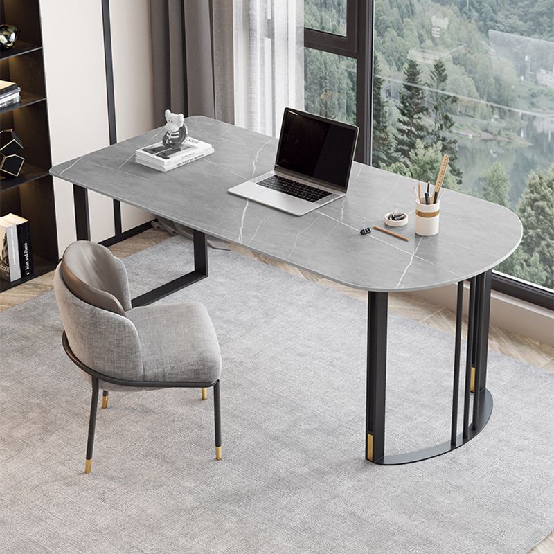 Scrivania da ufficio in pietra industriale da 29,53 pollici con gambe di ferro