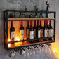 Pastilla de vino montada en la pared de madera y metal 8 "W x 22" H 12 botellas de 9 botellas con estante
