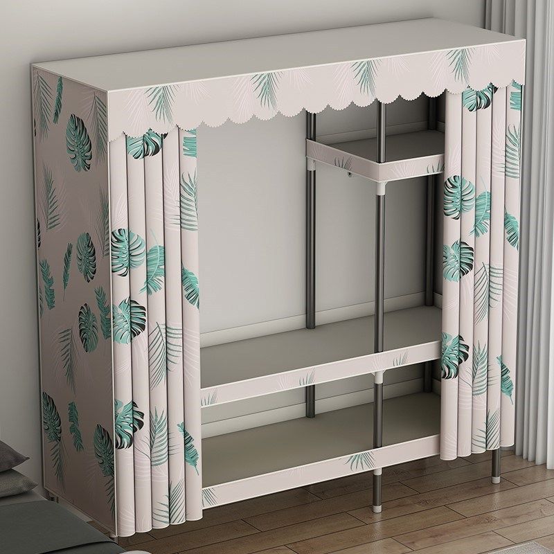 Contemporary Style Metal Wardrobe Cloth Rod Included Wardrobe Closet With Shelves