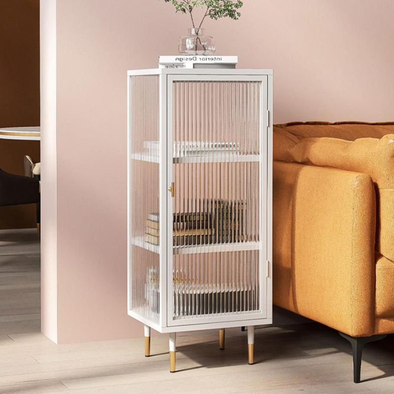 Contemporary Curio Cabinet Glass Doors Metal Storage Cabinet for Living Room