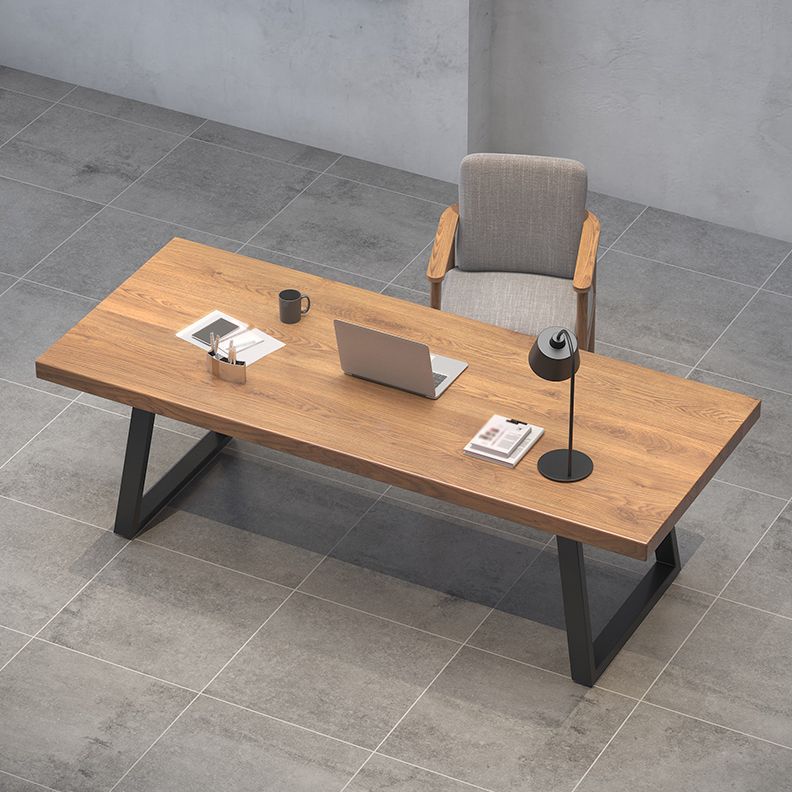 Rectangle Industrial Dining Table Wood Color Fixed Table with Pinewood Solid Wood Clearhalo ' dining_table' 'Dining Tables & Seating' 'Dining Tables' 'furn' 'furn_dining_table' 'Furniture' 'furniture_dining_table' 'Kitchen & Dining Furniture' 'kitchen&dining_furn' 'kitchen' 'kitchen_dining_table' 1200x1200_a23c4869-1cb6-4834-af4e-182b2d6fc5d8