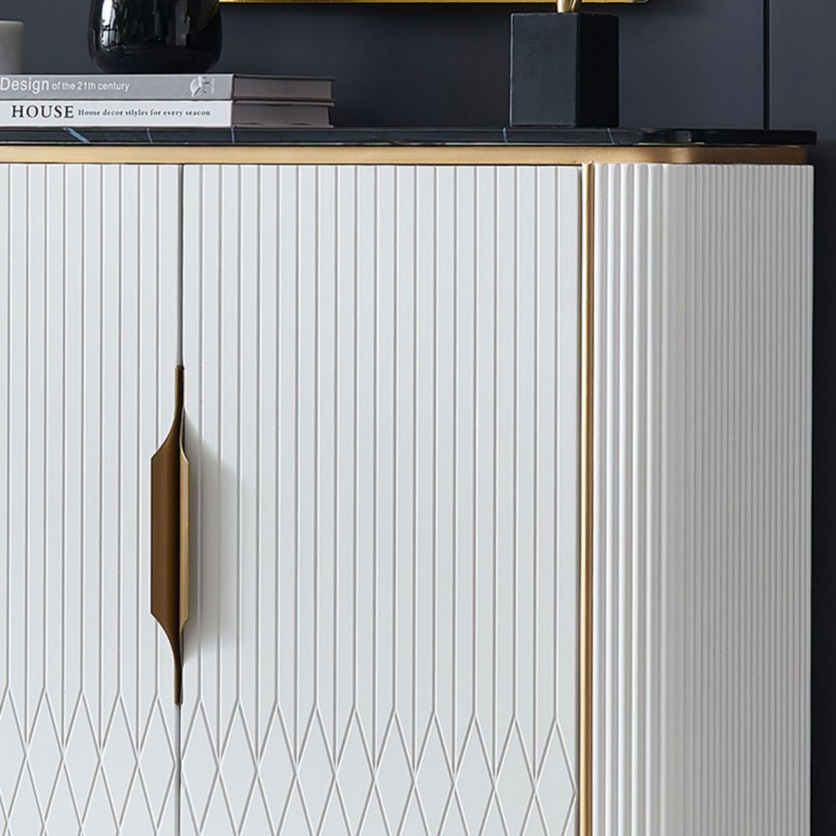 Sideboard in stile glam sideboard in marmo artificiale con mobile