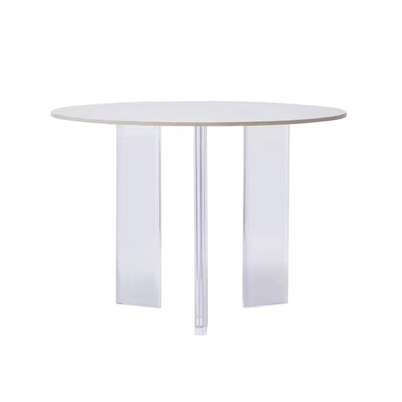 White Stone Dining Table Modern Round Dining Table with Acrylic Legs Clearhalo 'Dining Tables & Seating' 'Dining Tables' 'dining_table' 'furn' 'furn_dining_table' 'Furniture' 'Kitchen & Dining Furniture' 1200x1200_a23ebc9f-8e0d-4af9-8e4c-9455a9a2906d