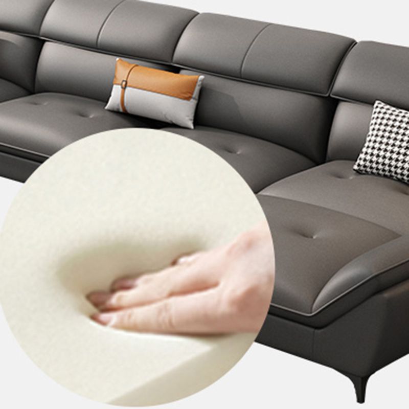 37,79 "Sofa sectionnel gris de haut gris canapé modulaire en cuir avec coussin arrière