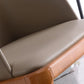 Contemporary Dining Arm Chair Faux Leather Dining Chair with Solid Wood Legs