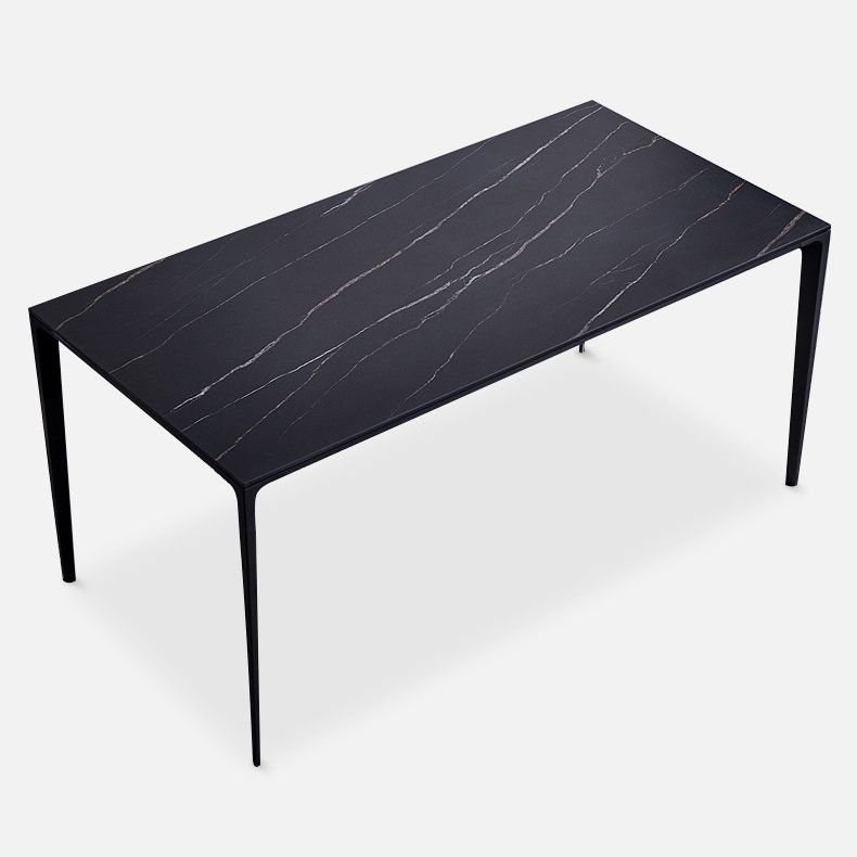 Stone Top Dining Table Rectangle Contemporary Table with 4 Legs in Black Clearhalo 'Dining Tables & Seating' 'Dining Tables' 'dining_table' 'furn' 'furn_dining_table' 'Furniture' 'furniture_dining_table' 'Kitchen & Dining Furniture' 'kitchen' 'kitchen_dining_table' 1200x1200_a2425834-86cb-4c43-a3d7-097ab04b2747